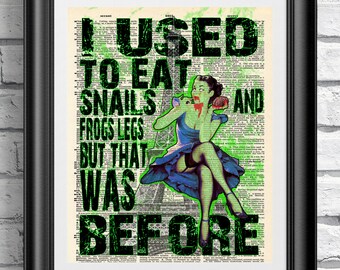 Zombie Pin-Up Art Print on Antique Dictionary Page