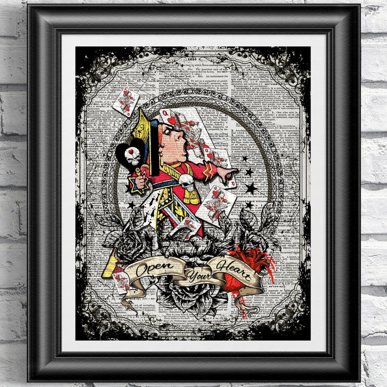 Alice in Wonderland Art Dictionary Book Page Print Queen of | Etsy