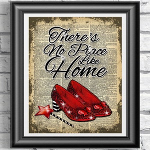 Wizard of Oz Print, Ruby Red Shoes Print, Book Page Art, Home Quote Print, Magical Print, Poster Art, Gift Idea, Vintage Dictionary Print