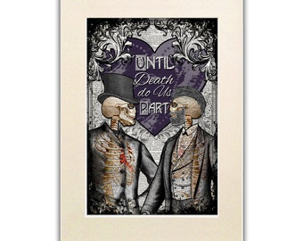 LGBT Victorian Print, Gay anatomical skeletons Lovers, Gay Wedding Gift, Vintage Dictionary Page, Home Decor, art print mounted