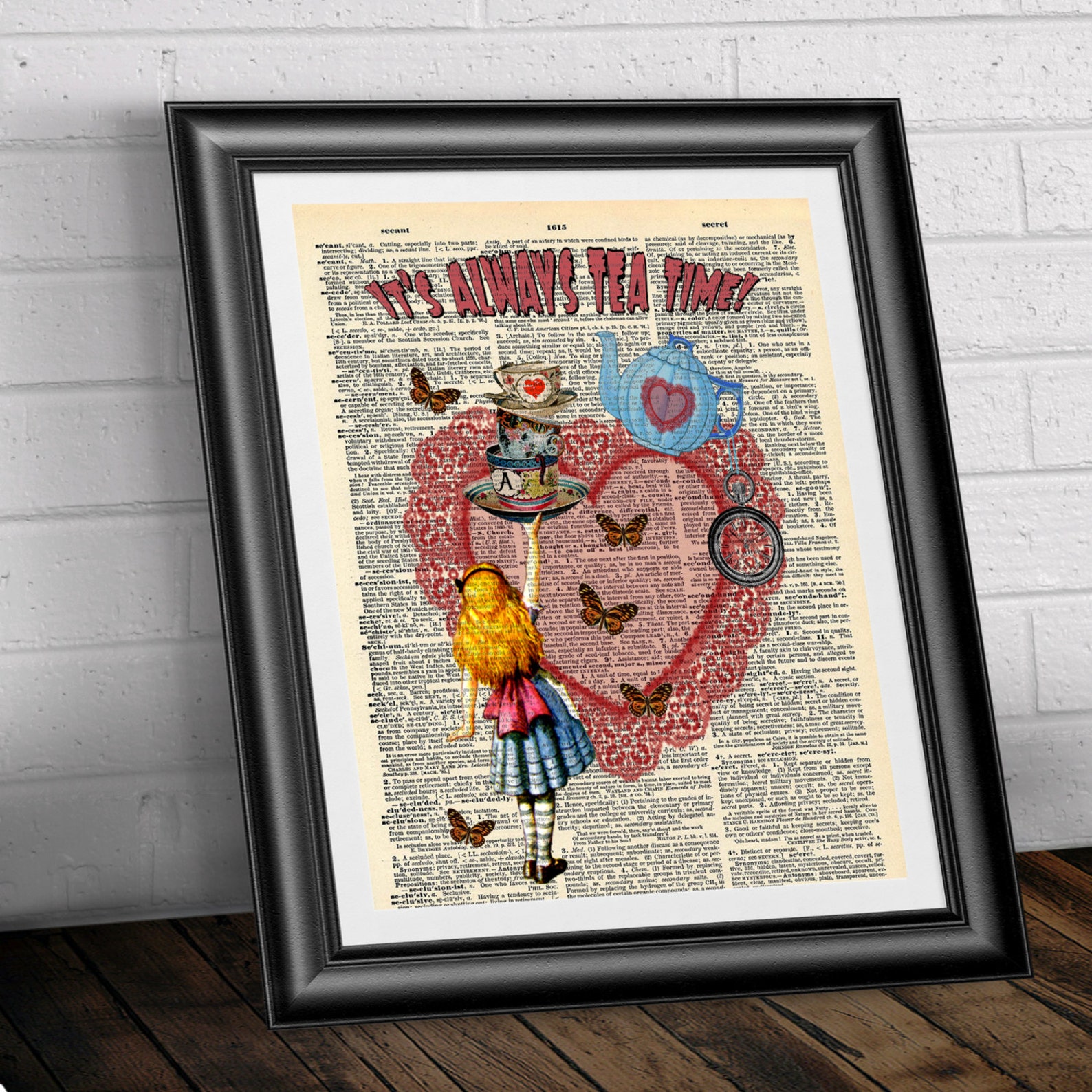 Alice in Wonderland Dictionary Book Page Print. Artwork It's Always Tea ...