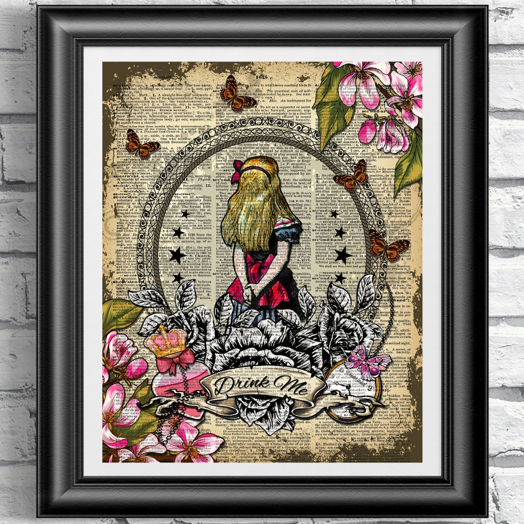 Alice in Wonderland Poster, Dictionary Book Page Print, Vintage Mixed ...