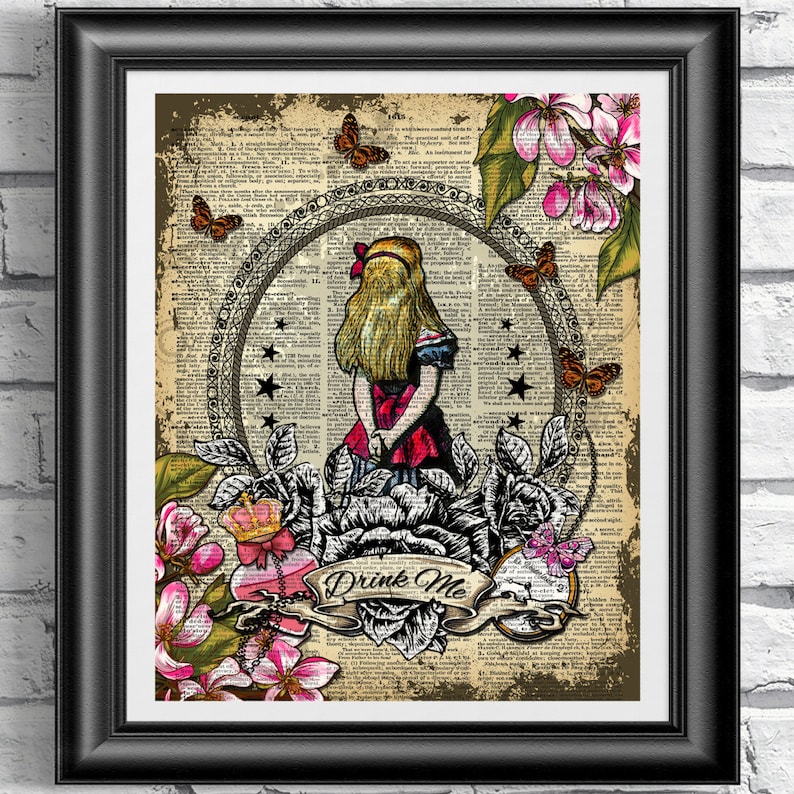 Alice in Wonderland Poster Dictionary Book Page Print - Etsy