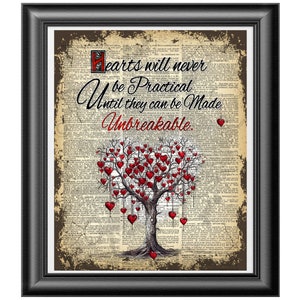 Wizard of Oz Print, Unbreakable hearts, Book Page Art, Home Quote Print, Magical Print, Poster Art, Gift Idea, Vintage Dictionary Print