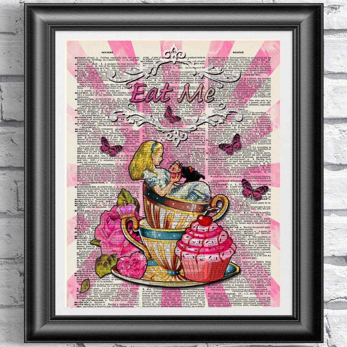 Alice in wonderland Print Dictionary book page art Eat Me | Etsy