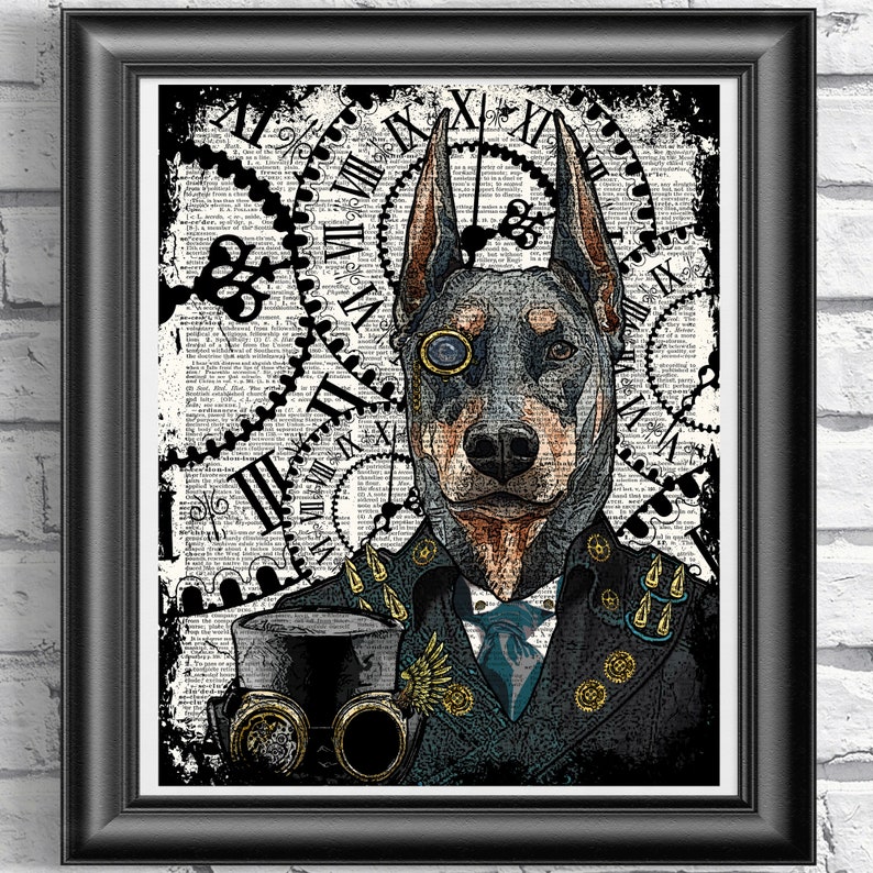 Dog Art Print Wall Art / Steampunk Wall Decor on Dictionary Etsy