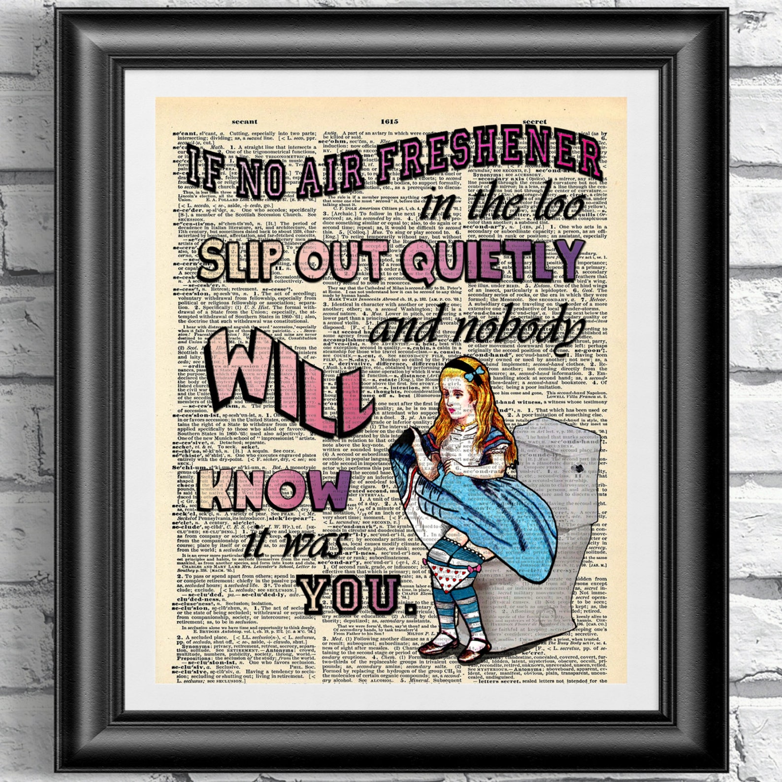 Art Print on Dictionary Book Page Alice in Wonderland. Funny | Etsy
