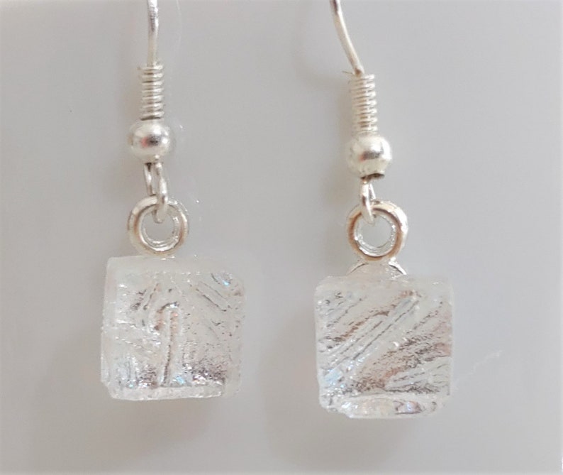 Wedding Party Jewelry Clear Dichroic Dangle Earrings Bridal Party Jewelry Dichroic Jewelry Dichroic Glass Dangle Earrings