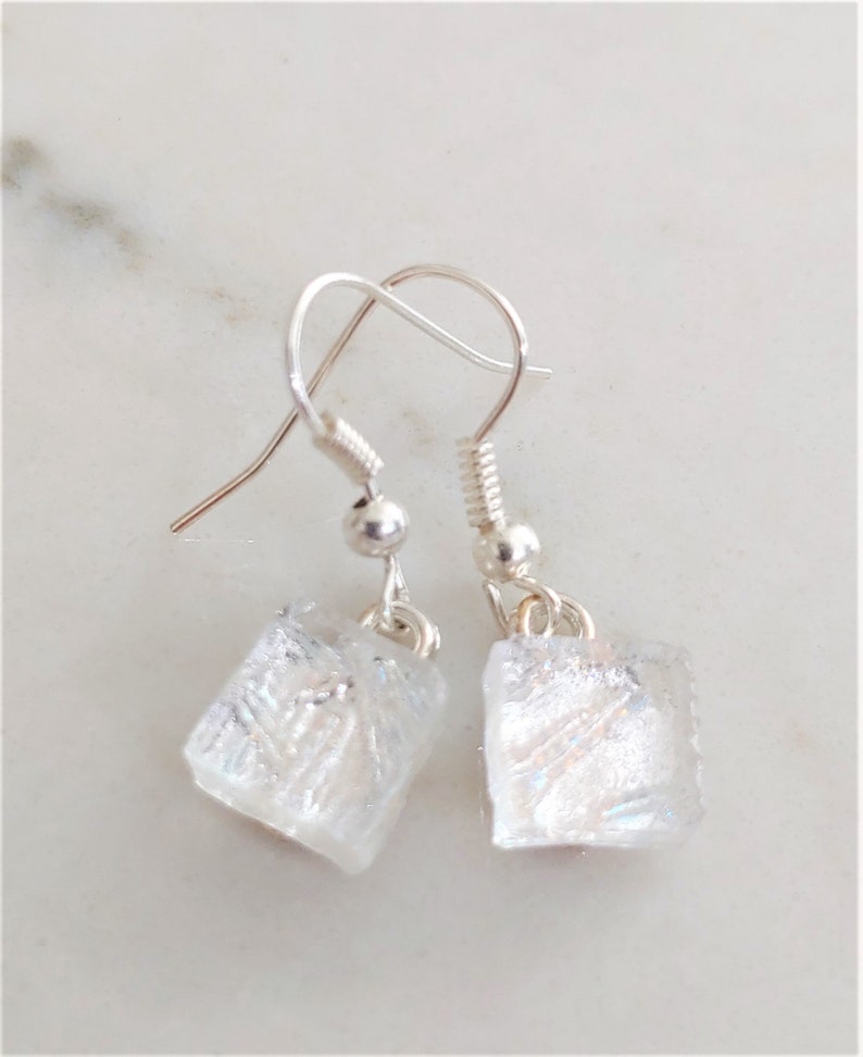 Wedding Party Jewelry Clear Dichroic Dangle Earrings Bridal Party Jewelry Dichroic Jewelry Dichroic Glass Dangle Earrings