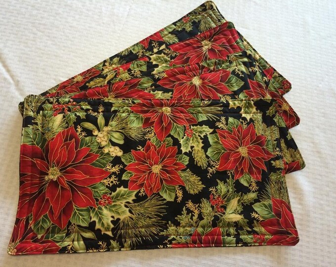 Reversible Christmas Quilted Placemats Set of Four Etsy