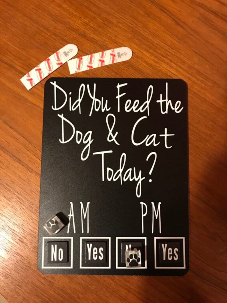 Magnets for checking who fed them Organization wood signs for families wall sign rabbit Did you feed the dog cat fish pet today wood sign