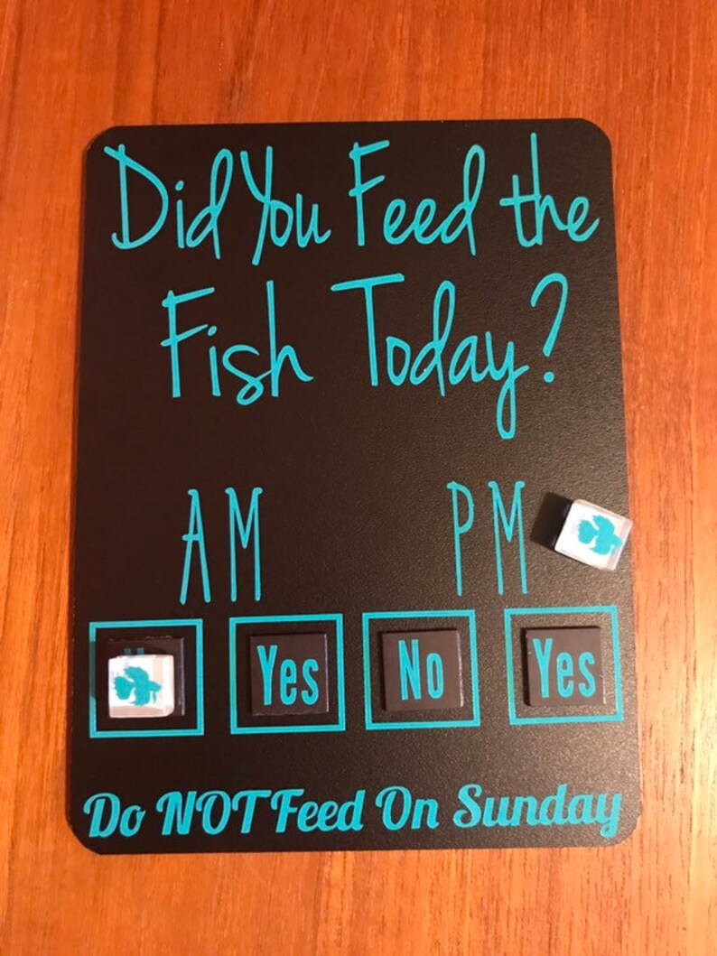 Magnets for checking who fed them Organization wood signs for families wall sign rabbit Did you feed the dog cat fish pet today wood sign