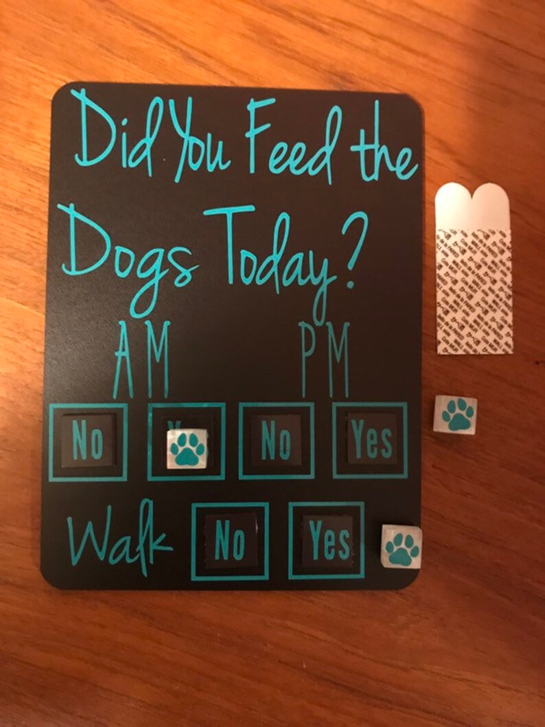 Magnets for checking who fed them Organization wood signs for families wall sign rabbit Did you feed the dog cat fish pet today wood sign