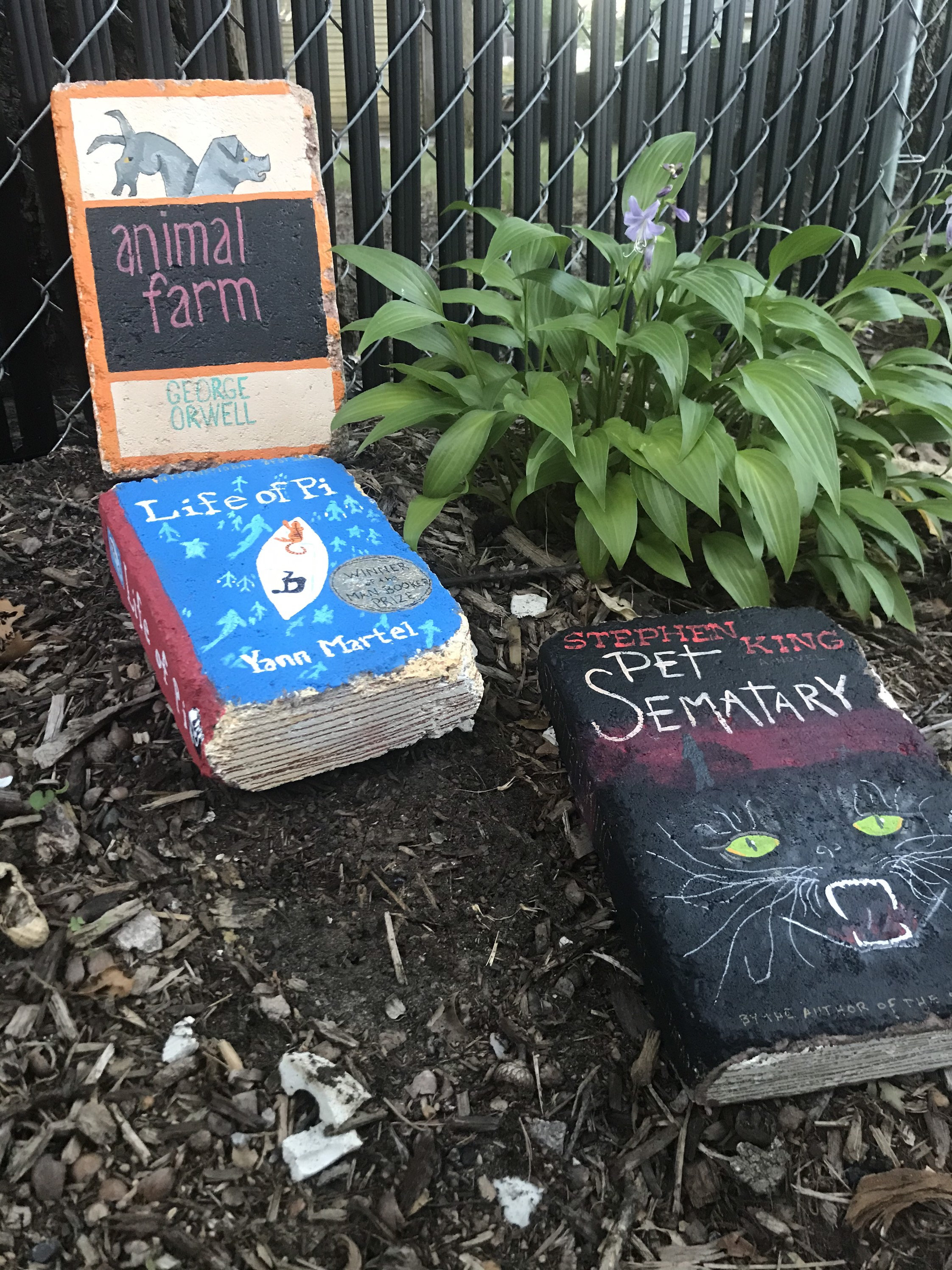 Garden Stone Books Art Bricks painted to look like your Etsy