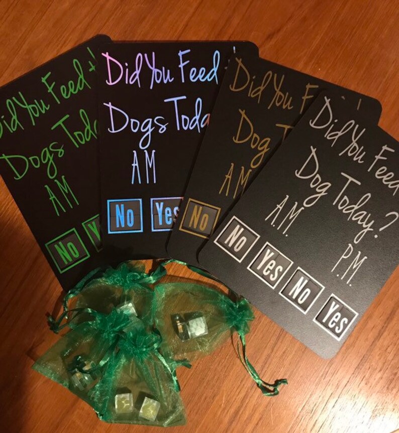 Magnets for checking who fed them Organization wood signs for families wall sign rabbit Did you feed the dog cat fish pet today wood sign