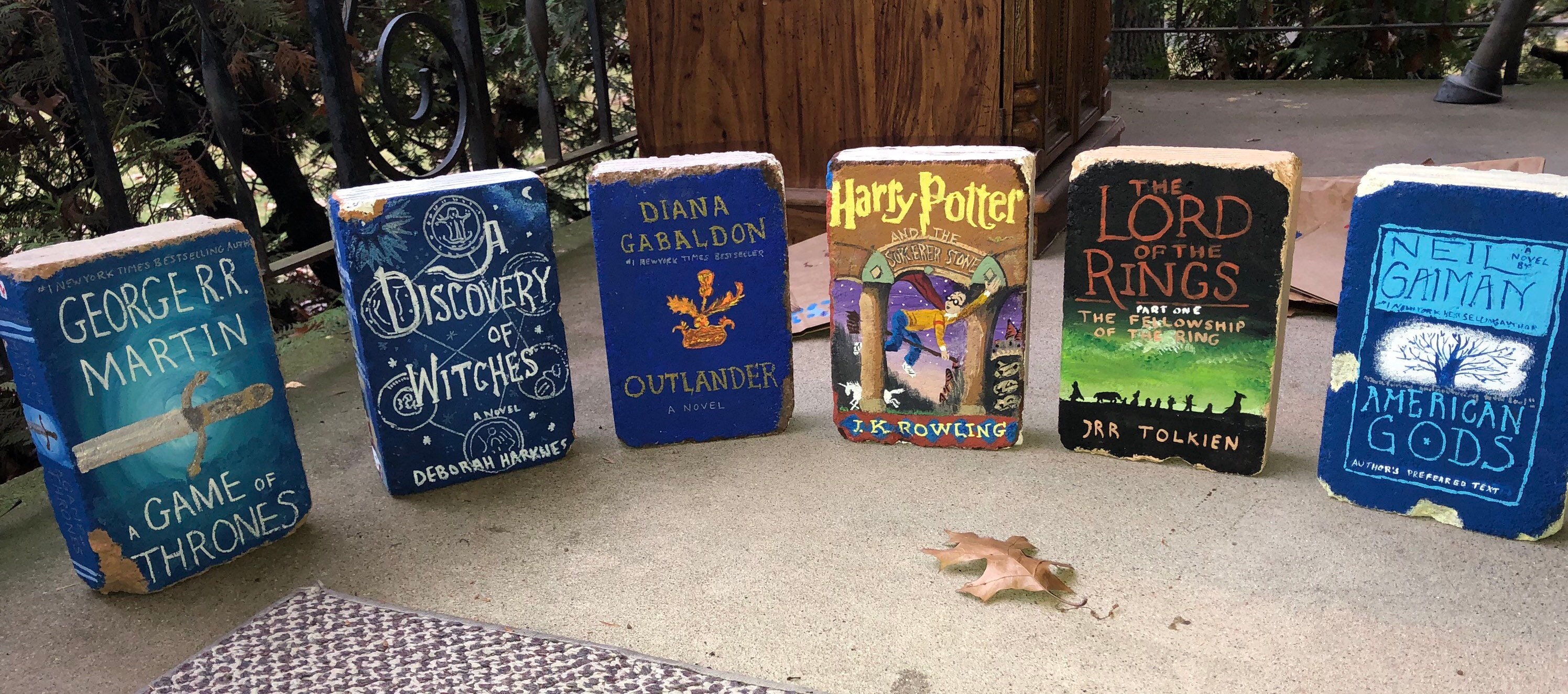 Garden Stone Books Art Bricks painted to look like your Etsy