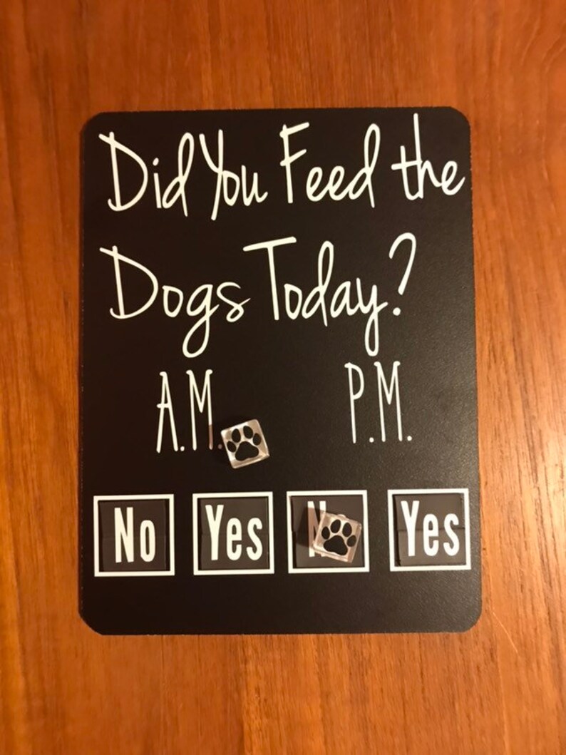 Magnets for checking who fed them Organization wood signs for families wall sign rabbit Did you feed the dog cat fish pet today wood sign