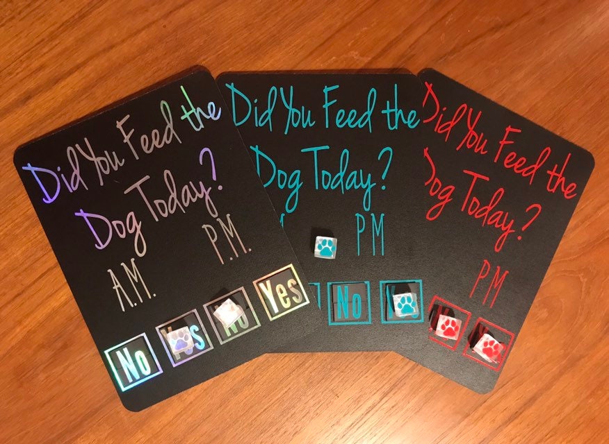 Did you feed the dog cat fish pet today wood sign? Magnets for checki…
