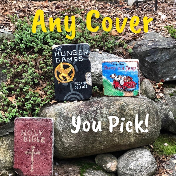 1 Garden Stone Books Art Bricks painted to look like your favorite books for the flower bed add color to your yard!