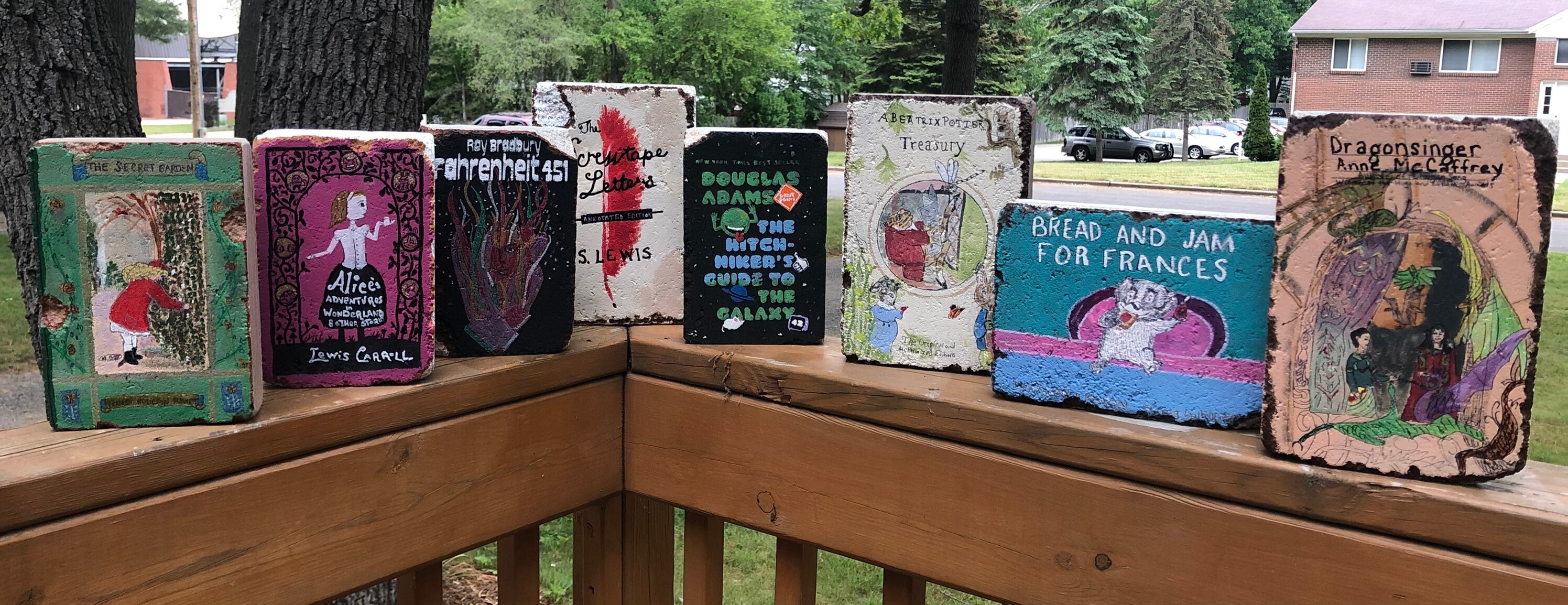 Garden Stone Books Art Bricks painted to look like your Etsy
