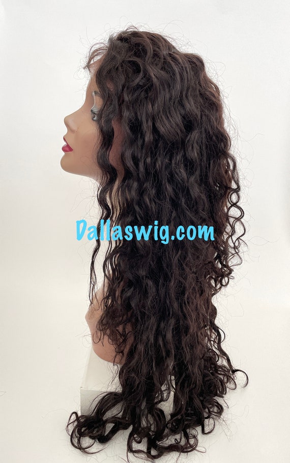 Wannabe 100 Remy Brazilian Natural Black Brown Wavy Curls 30 FH Grace Lace Front Wig Etsy