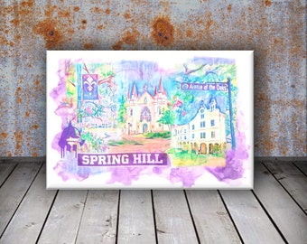 Spring Hill College, Mobile Alabama -Original Artwork, glicee print, watercolor print//college, high school graduation gift idea