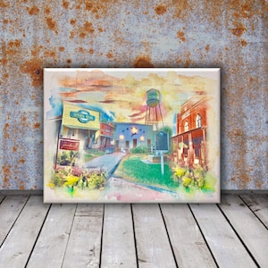 Gruene, Texas - Texas Art - Original Artwork - glicee print - watercolor print, 5x7 - 8x10 print//