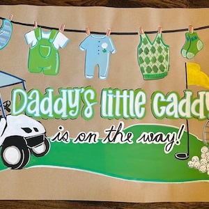 Ready to ship - Daddy&#39;s little caddy, golf theme baby shower Banner, Painted Butcher/Brown paper banner