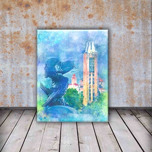 University of Kansas, Lawrence, Jayhawks -Dorm room Wall Art - college print, watercolor BIG 12 college, high school graduation gift, alumni