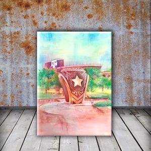 Texas A&M University, Haynes Ring Plaza - Dorm room Wall Art - college print, watercolor SEC college, high school graduation gift, alumni