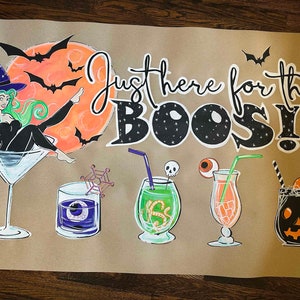 Ready to ship -Boos Halloween mixed drink, Halloween party Banner, Painted Butcher/Brown paper banner