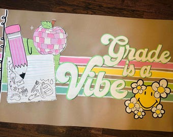 Ready to ship Customizable - classroom elementary teacher, pastel retro vibes, Banner, Painted Butcher/Brown paper banner