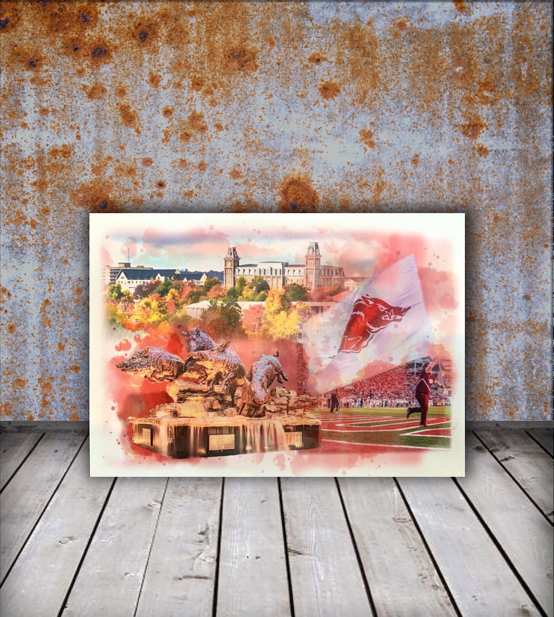 Arkansas Razorbacks Watercolor Print: Fayetteville Game Day Art ...