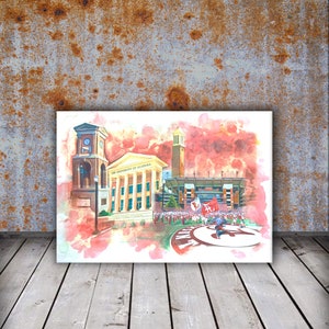 University of Alabama, Bama in Crimson - Dorm room Wall Art - college print, watercolor SEC college, high school graduation gift, alumni