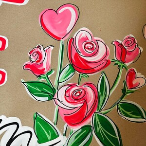 LOVE is in Bloom, Valentine's Party Banner, Roses Are Red Bouquet ...