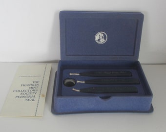 Franklin Mint Sealing Wax Unused set, Vintage Letter Seals envelopes, Collectible Desk decor