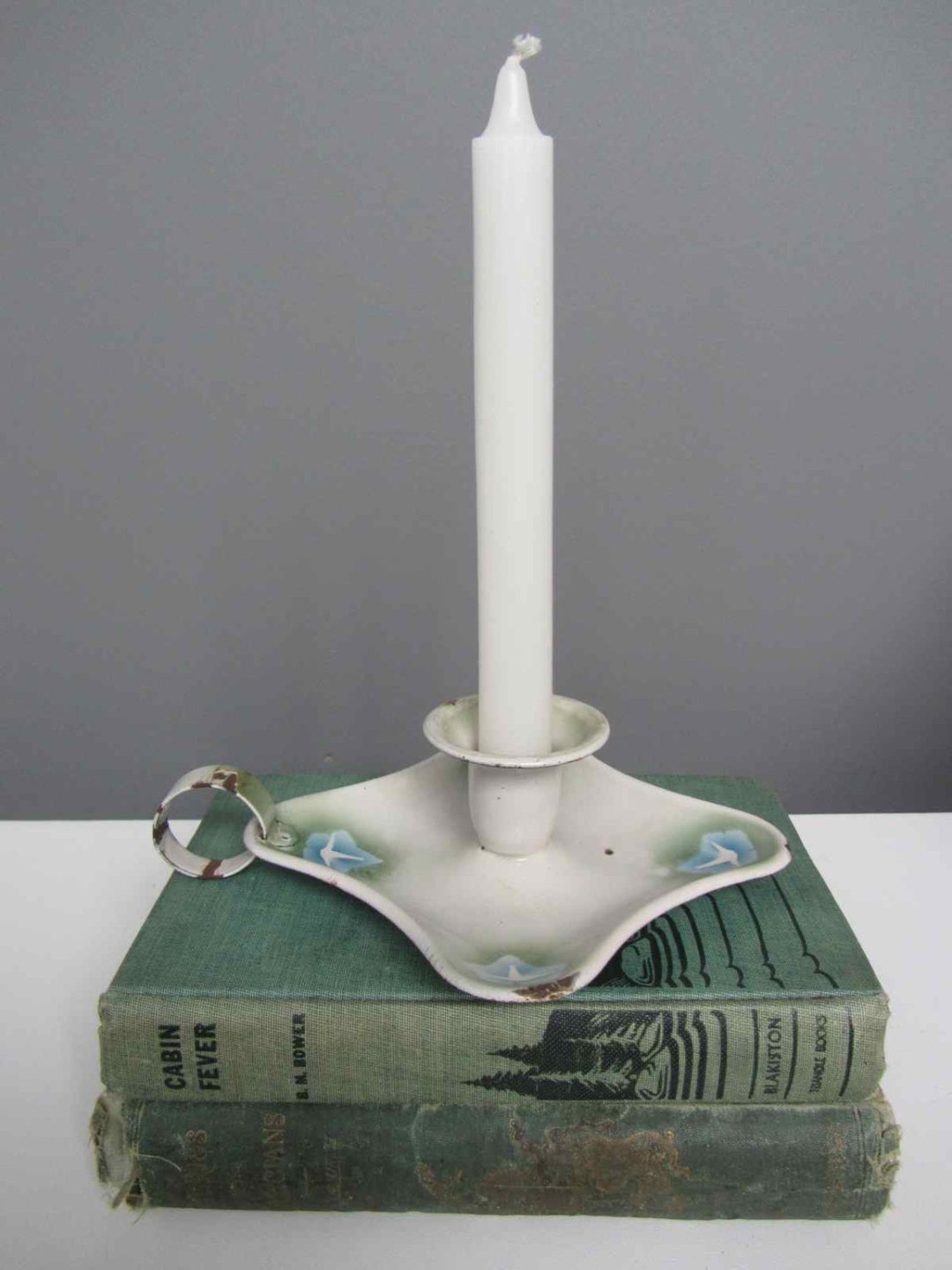 Vintage Enamel Candle Holder French Candlestick Holder Etsy