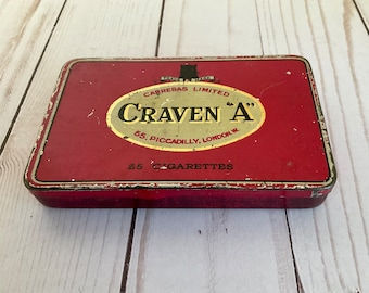 Vintage Rare Craven A Cigarette tin / Vintage Tobacco tin / Rare Craven A 25 cigarettes tin