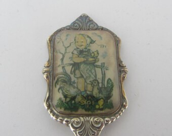 Vintage Ars Limited Edition Silver Plated Little Girl feeding Chicks Hummel spoon from 1982, Made in West Germany