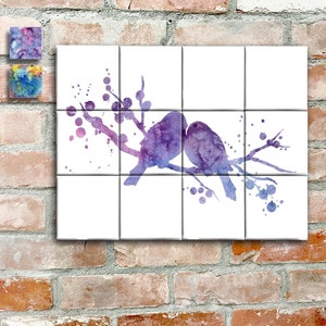 Love Birds Ceramic Tile Mosaic - Love Birds Decorative Tile Mosaic Backsplash - Bird Lover Gift - Unique Bird Gifts