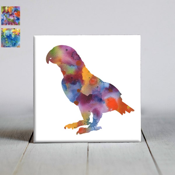 African Grey Parrot Ceramic Tile - African Grey Parrot Decorative Tile - Bird Lover Gift- Unique Bird Gifts
