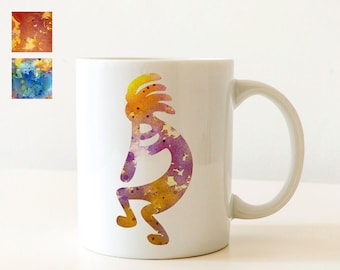 Kokopelli Mug - Kokopelli Gift - Kokopelli Watercolor Art Mug - Kokopelli Coffee Mug - Unique Kokopelli Gifts