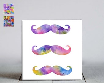 Moustache Ceramic Tile - Moustache Decorative Tile - Ceramic Tile - Moustache Watercolor Art Tile  - Unique Gifts