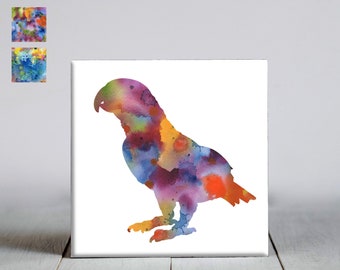 African Grey Parrot Ceramic Tile - African Grey Parrot Decorative Tile - Bird Lover Gift- Unique Bird Gifts