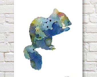 Honey Badger Abstract Watercolor Painting Art Print by Artist DJ Rogers