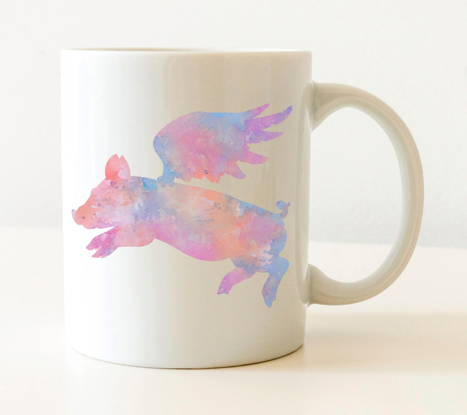 Flying Pig Mug Flying Pig Lover Gift Colorful Flying Pig Etsy
