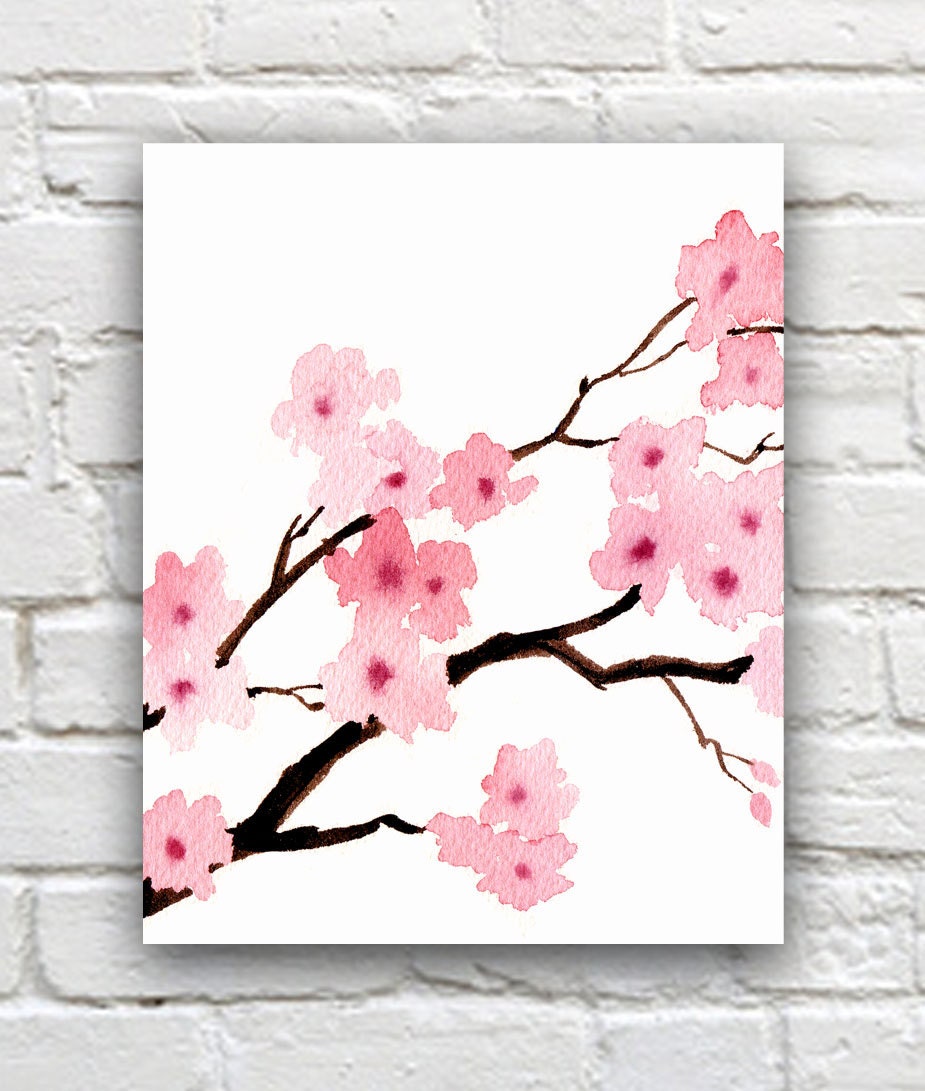 Cherry Blossoms Set of 3 Art Prints Triptic Floral Watercolor | Etsy