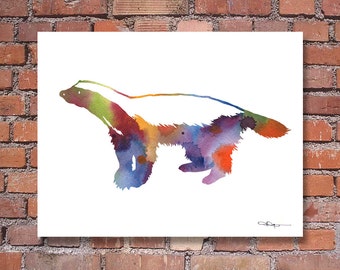 Honey Badger Art Print - Abstract Watercolor Painting - Wall Decor