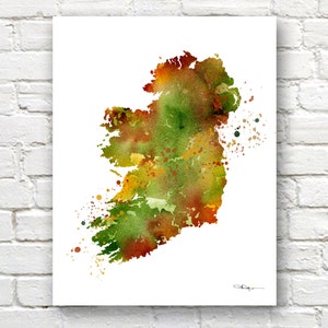 Ireland Art Print - Map - Abstract Watercolor Art Print - Wall Decor