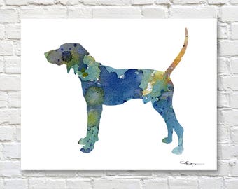 Treeing Walker Coonhound Art Print - Abstract Watercolor Painting - Wall Decor